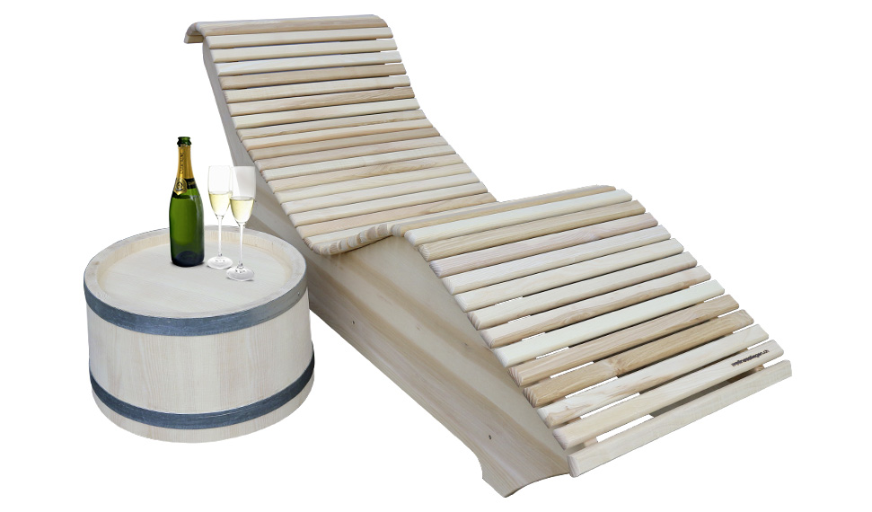 Wellnessliege-Delphin-mit-Beistelltisch-Champagner Wellnessliege Delphin mit Beistelltisch Champagner
