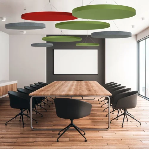 raumakustik-buero-sitzungszimmer Sitzungszimmer mit Akustikpanelen